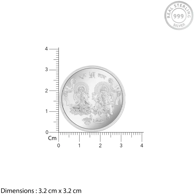 999 Silver Goddess Lakshmi and Lord Ganesh Coin - 10 g