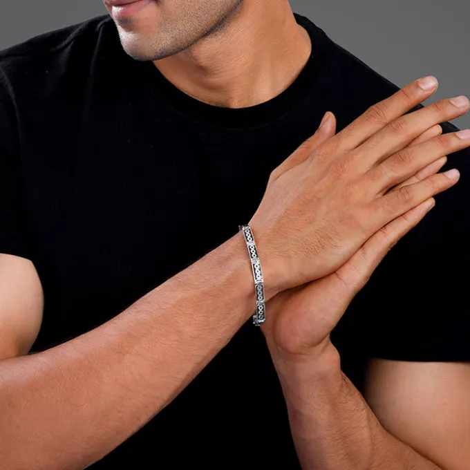 Aditya Roy Kapur Silver Eternal Knot Bracelet For Him