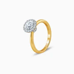 Anushka Sharma Gold Audrey Halo Solitaire Lab Grown Diamond Ring