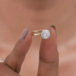 Anushka Sharma Gold Audrey Halo Solitaire Lab Grown Diamond Ring