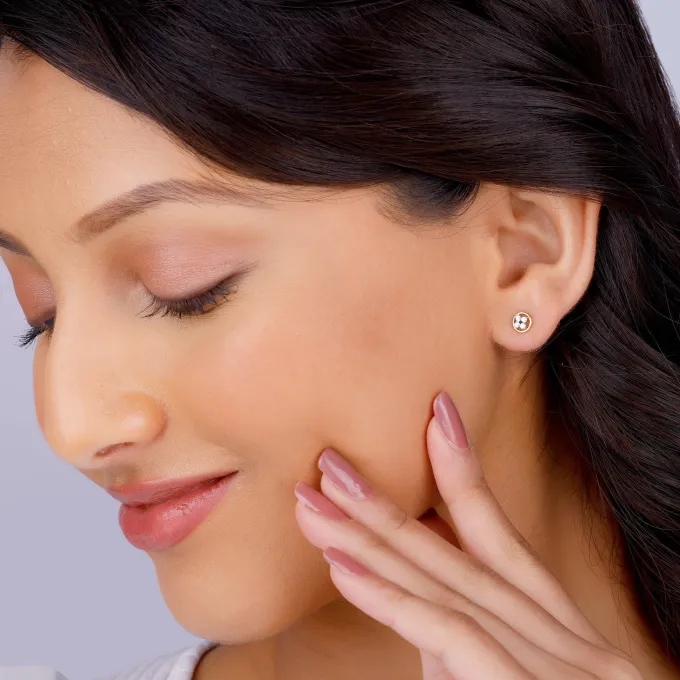 Anushka Sharma Gold Circular Quartet Diamond Stud Earrings