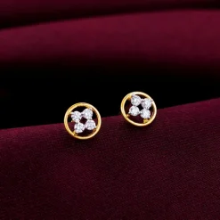 Anushka Sharma Gold Circular Quartet Diamond Stud Earrings