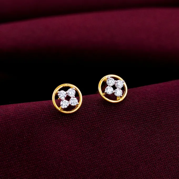 Anushka Sharma Gold Circular Quartet Diamond Stud Earrings