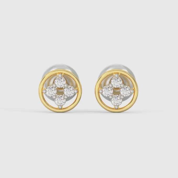 Anushka Sharma Gold Circular Quartet Diamond Stud Earrings