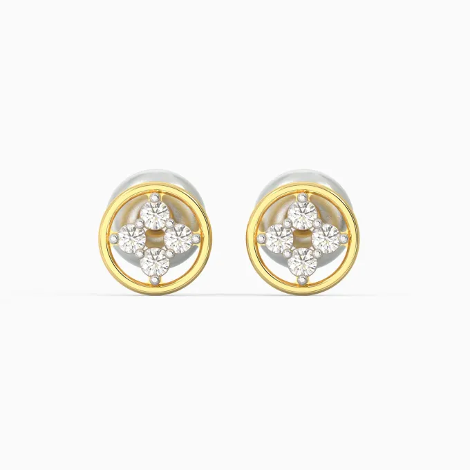Anushka Sharma Gold Circular Quartet Diamond Stud Earrings