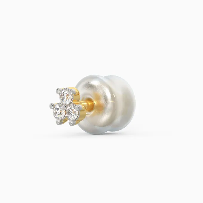 Anushka Sharma Gold Clover Leaf Diamond Stud Earrings