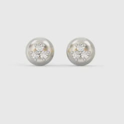 Anushka Sharma Gold Clover Leaf Diamond Stud Earrings