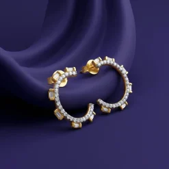 Anushka Sharma Gold Crystal Orbit Lab Grown Diamond Earrings