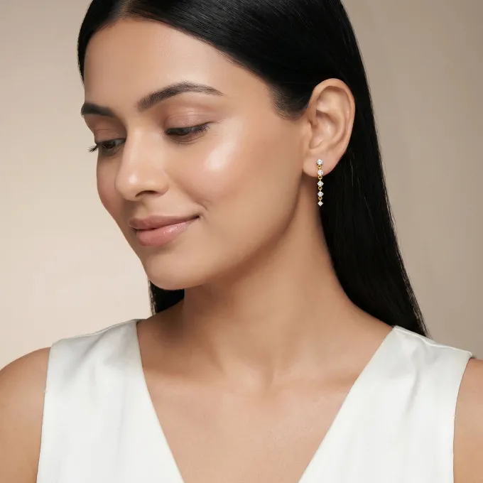 Anushka Sharma Gold Falling Light Lab Grown Diamond Earrings
