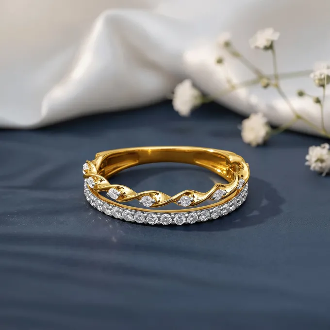Anushka Sharma Gold Luna Twine Lab Grown Diamond Ring (Size 12)