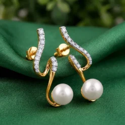 Anushka Sharma Gold Swirl and Soul Lab grown Diamond Earrings