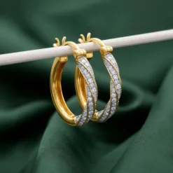 Anushka Sharma Gold Twisted Radiance Lab Grown Diamond Hoop Earrings