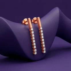 Anushka Sharma Rose Gold Skyline Drop Lab Grown Diamond Earrings