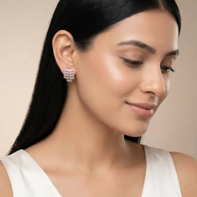 Anushka Sharma Rose Gold Velvet Cascade Lab Grown Diamond Earrings