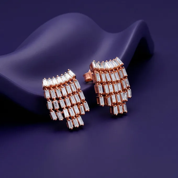 Anushka Sharma Rose Gold Velvet Cascade Lab Grown Diamond Earrings