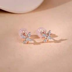 Anushka Sharma Rose Gold Lily Lab Grown Diamond Stud Earrings