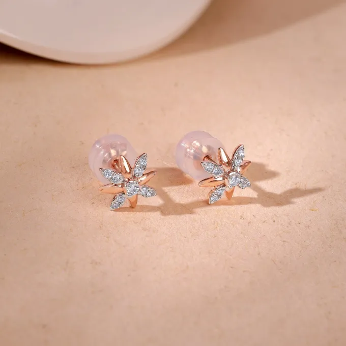 Anushka Sharma Rose Gold Lily Lab Grown Diamond Stud Earrings