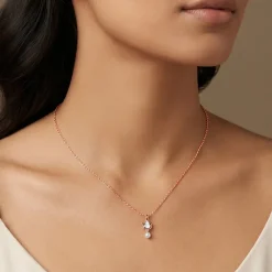 Anushka Sharma Rose Gold Elara Lotus Lab Grown Diamond Pendant