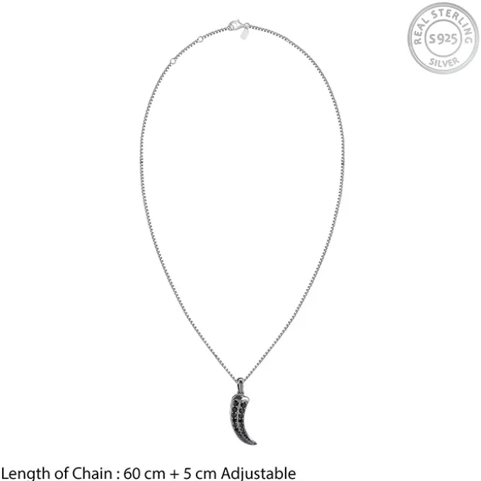 Black Rhodium Claw Pendant With Box Chain For Him