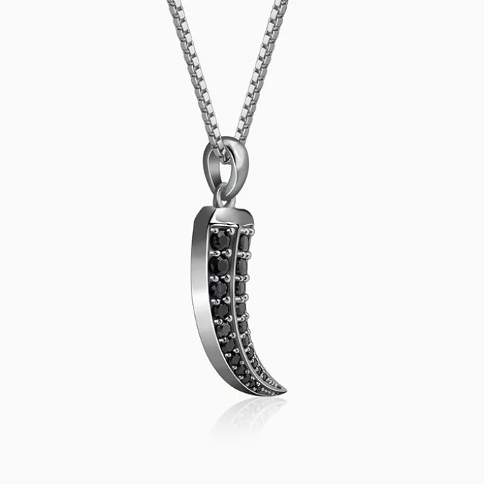 Black Rhodium Claw Pendant With Box Chain For Him