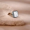 Black Rhodium Rectangular Stud For Him