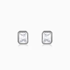 Black Rhodium Rectangular Stud For Him