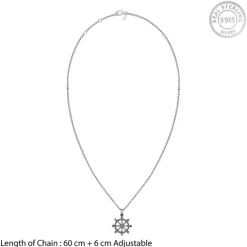 Black Rhodium Time Wheel Pendant With Box Chain For Him