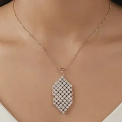 Dual Tone Aurora Angle Silver Pendant With Link Chain
