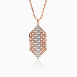 Dual Tone Aurora Angle Silver Pendant With Link Chain