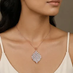 Dual Tone Celeste Grove Silver Pendant With Link Chain