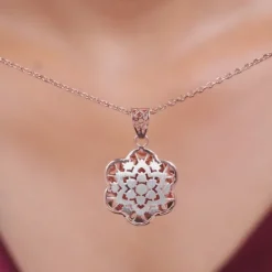 Dual Tone Eloria Silver Pendant With Link Chain