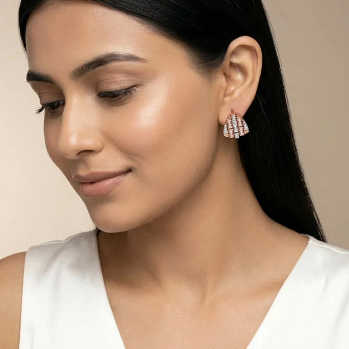 Dual Tone Eterna Arc Silver Earrings