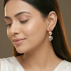 Dual Tone Filigree Orb Silver Earrings