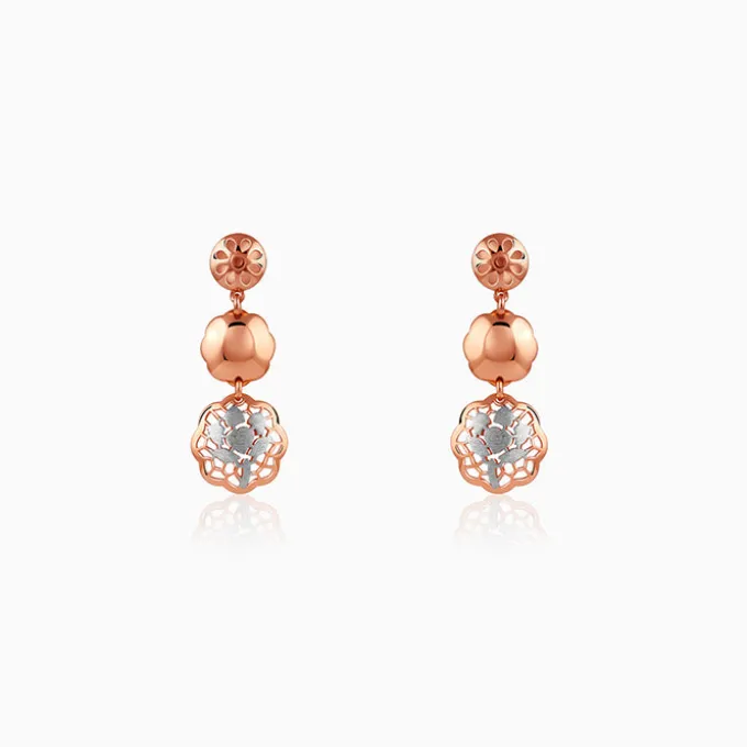 Dual Tone Filigree Orb Silver Earrings