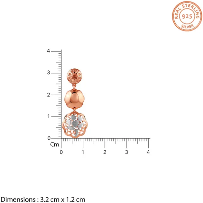 Dual Tone Filigree Orb Silver Earrings