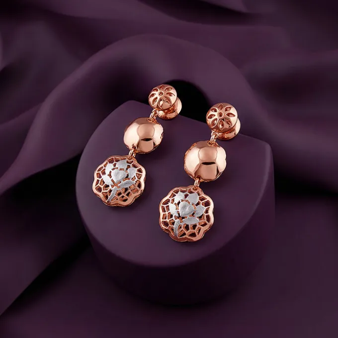 Dual Tone Filigree Orb Silver Earrings
