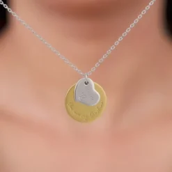 Dual Tone Golden Personalised Heart Message Necklace