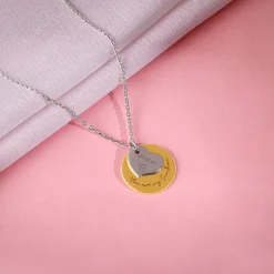 Dual Tone Golden Personalised Heart Message Necklace