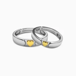 Dual Tone Heart Silver Couple Ring