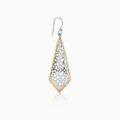Dual Tone Kite Filigree Silver Earrings