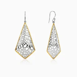 Dual Tone Kite Filigree Silver Earrings