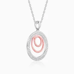 Dual Tone Luna Halo Pendant With Link Chain
