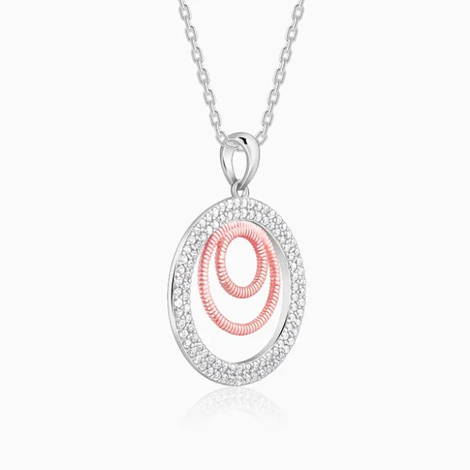 Dual Tone Luna Halo Pendant With Link Chain