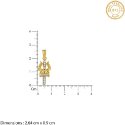Dual Tone Mahadev Trishul Silver Pendant With Box Chain For Him