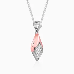 Dual Tone Majestic Rhombus Pendant With Link Chain