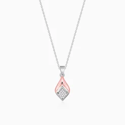 Dual Tone Majestic Rhombus Pendant With Link Chain