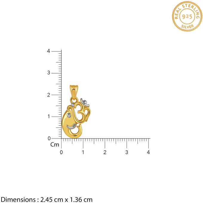Dual Tone Om Ganesh Silver Pendant With Box Chain For Him