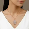 Dual Tone Oval Reef Silver Pendant With Link Chain