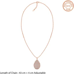 Dual Tone Oval Reef Silver Pendant With Link Chain