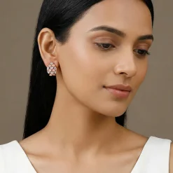 Dual Tone Oval Reef Silver Earrings